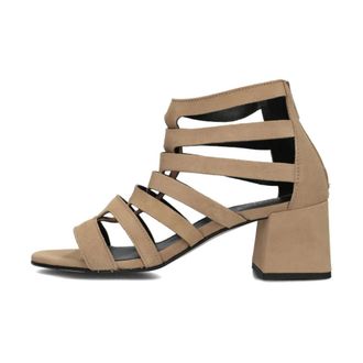 Notre-V Schoenen, Dames, Beige, 38 EU, Leer, Sandalen met hoge hak