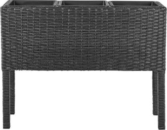 Beliani Beliani - Raised pe Rattan Garden Bed Planter Plant Pot Indoor Outdoor with 3 Inserts Black Caragana