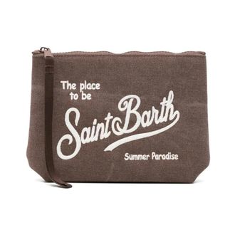 MC2 Saint Barth Clutches, female, Brown, Size: ONE SIZE Aline Canvas Clutch