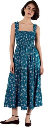 Apricot Orchid Smock Tiered Midi Dress in Blue at Nordstrom, Size Xx-Large
