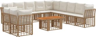 vidaXL Conjunto De Sof&aacute;s De Jard&iacute;n 12 Uds. Natural Y Crema Vidaxl
