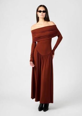 WeWoreWhat Off Shoulder Ruched Midi Dress in Burgundy at Nordstrom, Size Xx-Large