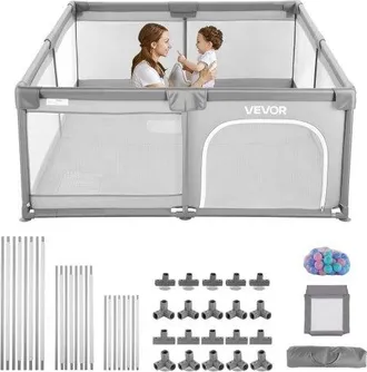 OEM Parque Infantil, Ideal Para Ni&ntilde;os Peque&ntilde;os, Para Interior Y Exterior, Con 50 Pelotas De Oc&eacute;ano, Puerta Con Cremallera Y Malla Transpirable, Forma Rect