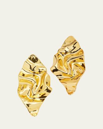 Alexis Bittar Crumpled Gold Large Post Earrings