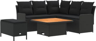 vidaXL Juegos De Muebles 5 Uds. Negro Rat&aacute;n Sint&eacute;tico Vidaxl