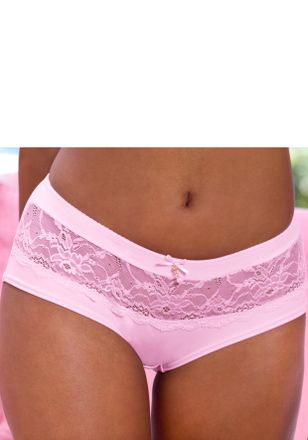 Lascana Panty LASCANA Nina, Damen, Gr. 36/38, rosa, Obermaterial: 80% Polyamid, 20% Elasthan, Unterhosen Panty, mit transparenter Spitze vorne