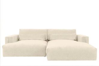 VENTE-UNIQUE.COM Sofá rinconera poliéster 4 plazas beige 268x186cm