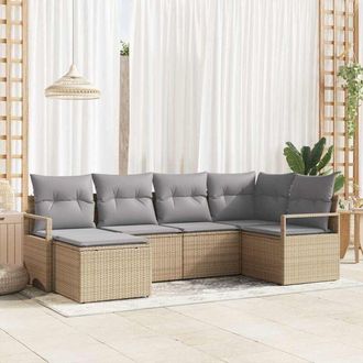 vidaXL Conjunto De Sof&aacute; De Jard&iacute;n 6 Pcs Beige Polirat&aacute;n Vidaxl