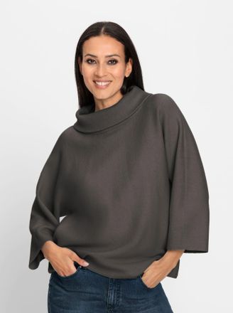 Heine 3/4 Arm-Pullover HEINE Pullover, Damen, Gr. 34, grau (graphit), 50% Viskose, 28% Polyester, 22% Polyamid, unifarben, Pullover 3/4 Arm-Pullover