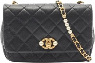 Chanel Pre-owned Matelasse Leren Schoudertas - Dames - Vintage Schoudertas - Zwart - ONE Size - Leer - Vintage