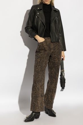 AllSaints Leather Jacket Cargo, Womens, Black