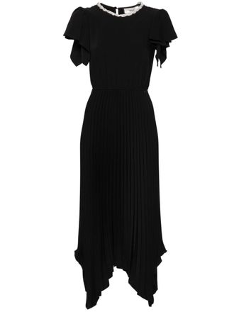 Nissa crystal-embellished pleated midi dress - women - Polyester - 36 - Black