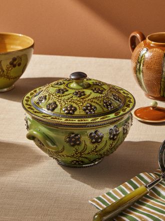 Poterie d'&Eacute;vires Flowers Hand-Painted Ceramic Small Lidded Vegetable Dish