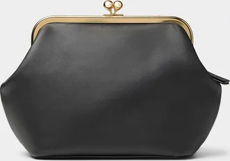 Coach Womens Kisslock ebony leather minaudi&egrave;re