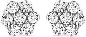 House of Brilliance 14K White Gold 1/2 Ct RoundDiamond Floral Stud Earrings at Nordstrom