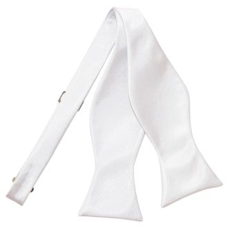 DQT Men Self Tied Plain Satin Tuxedo Bow Tie - White