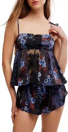 Free People Up at Dawn Sleep Set in Black Combo at Nordstrom, Size X-Large