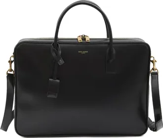 Saint Laurent Large Sac de Jour bowler briefcase - men - CALFSKIN/Suede/Brass - OS - Black