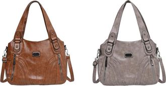 Generic PU Leather Shoulder Bag Fashion Crossbody Bag Large Tote Bags for Women (Brown)