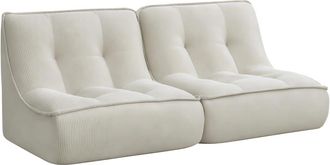 Oviala Juego de 2 sillones de tela 160 x 90 x 70 cm color crudo