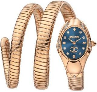 Just Cavalli Snake Wraparound Bracelet Watch, 22mm x 34.5mm in Rose Gold at Nordstrom Rack