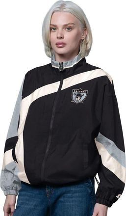 Starter Womens Starter Black/Silver Las Vegas Raiders Vintage 1st Quarter Full-Zip Windbreaker at Nordstrom, Size Xx-Large