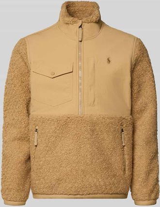 Polo Ralph Lauren Regular Fit Troyer in Teddyfell-Optik in Camel, Gr&ouml;&szlig;e XXL