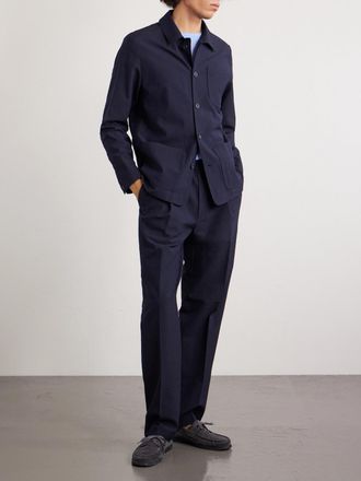 Altea Virgin Wool-Blend Seersucker Overshirt