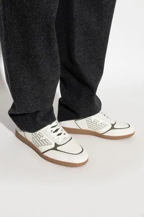 Emporio Armani Sports Shoes With Logo, Mens, Cream