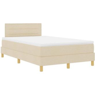 vidaXL LED Box Spring Bed with Mattress Cream 120 x 190 cm Fabric vidaXL