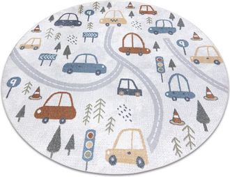 RugsX Rugsx - Alfombra Bono 8436 C&iacute;rculo Carros, Calle Crema / Gris Claro Multicolour Circulo 160 Cm