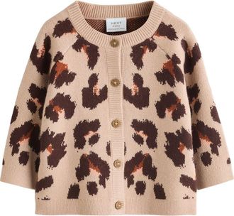 Next Leopard Jacquard Cardigan in Pink at Nordstrom, Size 12-18M