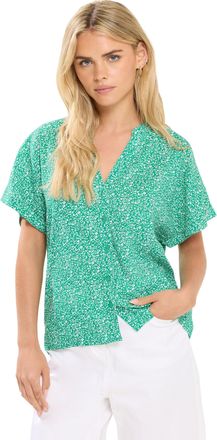 M&Co Womens Petite Ditsy Floral Print Button Through Shirt - Womens Green