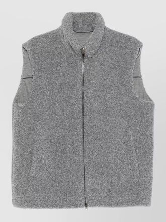 Herno high collar sleeveless textured vest side pockets