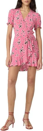 Diane Von F&uuml;rstenberg Emilia Floral Puff Sleeve Wrap Dress in Island Orchid at Nordstrom, Size Xx-Small