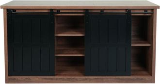 Hhg Non utilizzato] Credenza con ante scorrevoli salotto industriale 7 scomparti HHG 158 84x150x40cm marrone