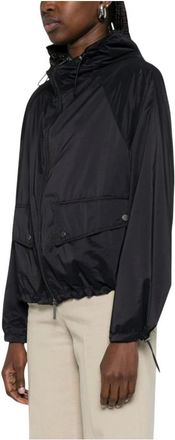 Emporio Armani Light Jackets, female, Blue, Size: XS Full-zip nylon blouson with hood