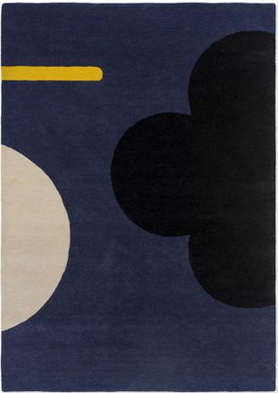 Orla Kiely Designer Teppich Geo Flower Denim - handgetuftet, aus 100% reiner Schurwolle