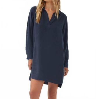 Bella Dahl Long Sleeve A-Line Dress In Endless Sea