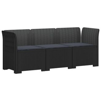 vidaXL Divano Da Giardino 3 Posti Con Cuscini In Look Rattan Pp Vidaxl