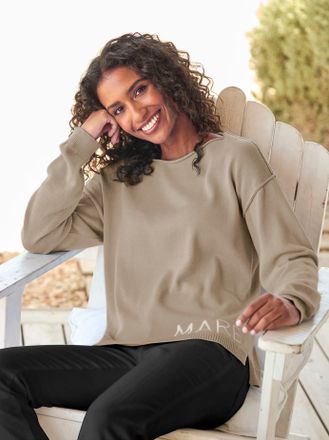 Heine Strickpullover HEINE Pullover, Damen, Gr. 34, beige (sesam), 100% Baumwolle, gemustert, mehrfarbig, Pullover Strickpullover