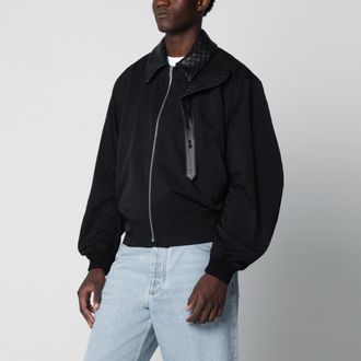 Bottega Veneta Black zip-up jacket with Intrecciato collar