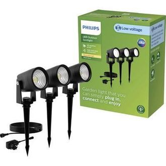 Philips Reuel Baliza Con Estaca (negro) Luz Blanca C&aacute;lida - Set De 3