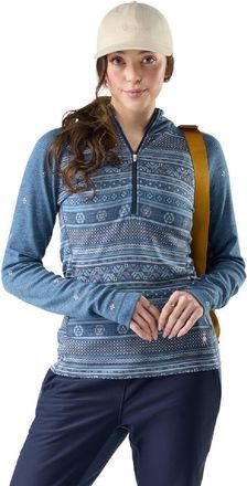 Smartwool Womens Classic Thermal Merino Half-Zip Base Layer Hoodie Blue XS