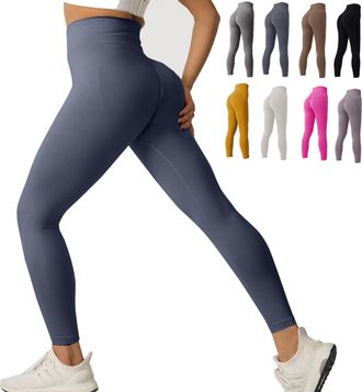 Generic Leggings for Women High Waisted Tummy Control Leggings for Sports Workout Gym Running Yoga Pants (UK, Alpha, S, Regular, Regular, Navy Blue)