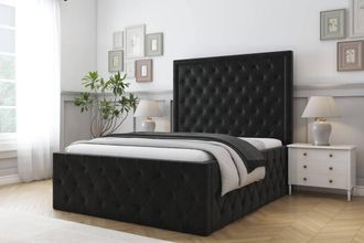 Comfort Beds Winchester Plush Bed Frame With Mattress-50 Upholstered in Black | Size: Single