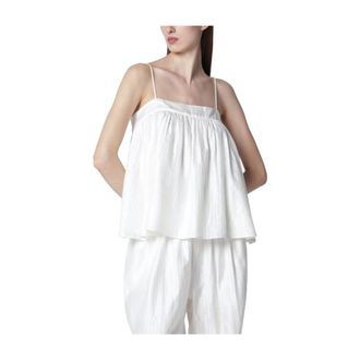 Rotate ROTATE Birger Christensen, Sleeveless Tops, female, White, Size: M Striped Slip Top
