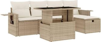 vidaXL Juego De Sof&aacute;s Jard&iacute;n Con Cojines 6 Pzas Rat&aacute;n Sint&eacute;tico Beige Vidaxl