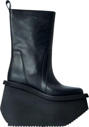 Rick Owens Factory Leren Laarzen - Dames - Sleehakken - Zwart - 39 EU - Leer - Schoenen