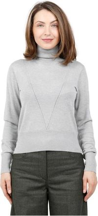 Alpha Studio Maglia dolcevita a maniche lunghe con calatura in seta mulberry e cashmere - - Knitwear - Donna - Grigio - L